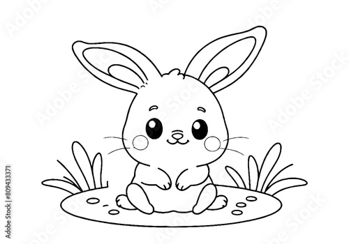 Coloring page of little baby rabbit for kids coloring book