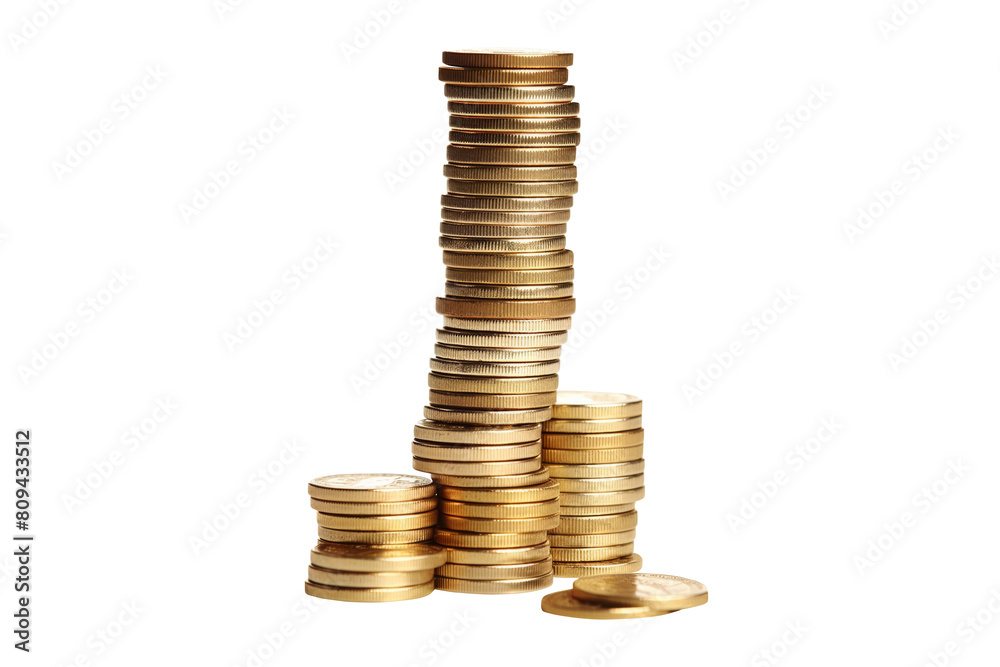 stack of coins isolated on transparent background. stack of coins isolated on transparent background.