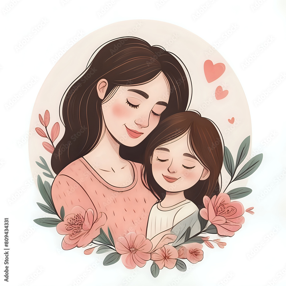 Hand drawn mothers day illustration - generated by ai Hand drawn mothers day illustration - generated by ai