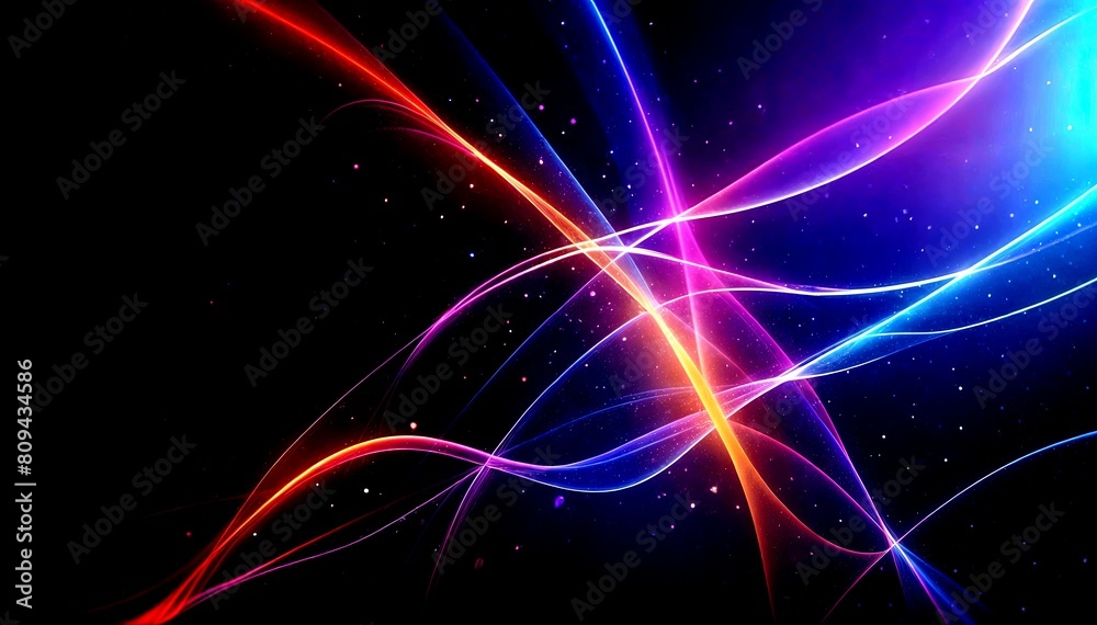 Naklejka premium Abstract colorful background with glowing lines and bokeh effect