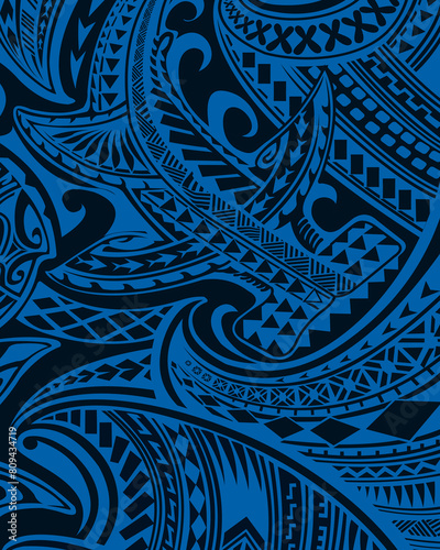 Polynesian style ornament for tribal tattoo design, fabrics and themed backgrounds photo