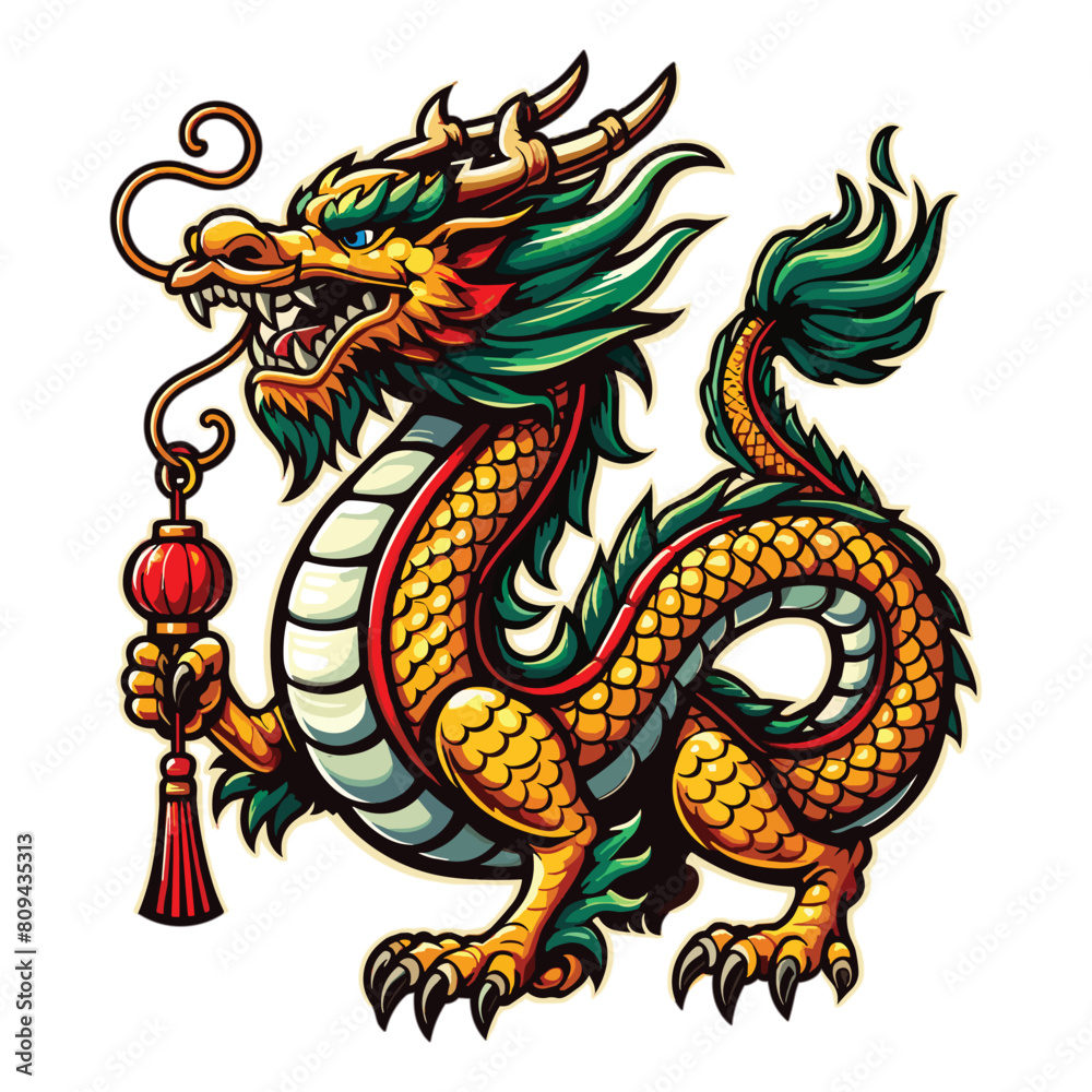 chinese dragon mascot vector illustration on white background