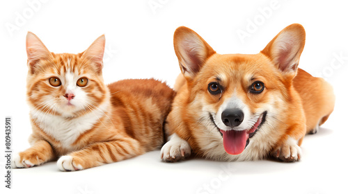 dog and cat that looking at the camera together High quality photo
