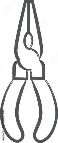 筆書き工具類単品アイコン　ペンチ