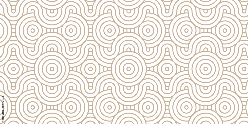 Overlapping Pattern Minimal diamond geometric waves spiral and abstract circle wave line. brown color seamless tile stripe geometric create retro square line backdrop pattern background.