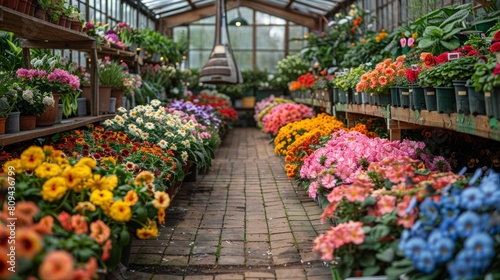 Exquisite flower market in greenhouse