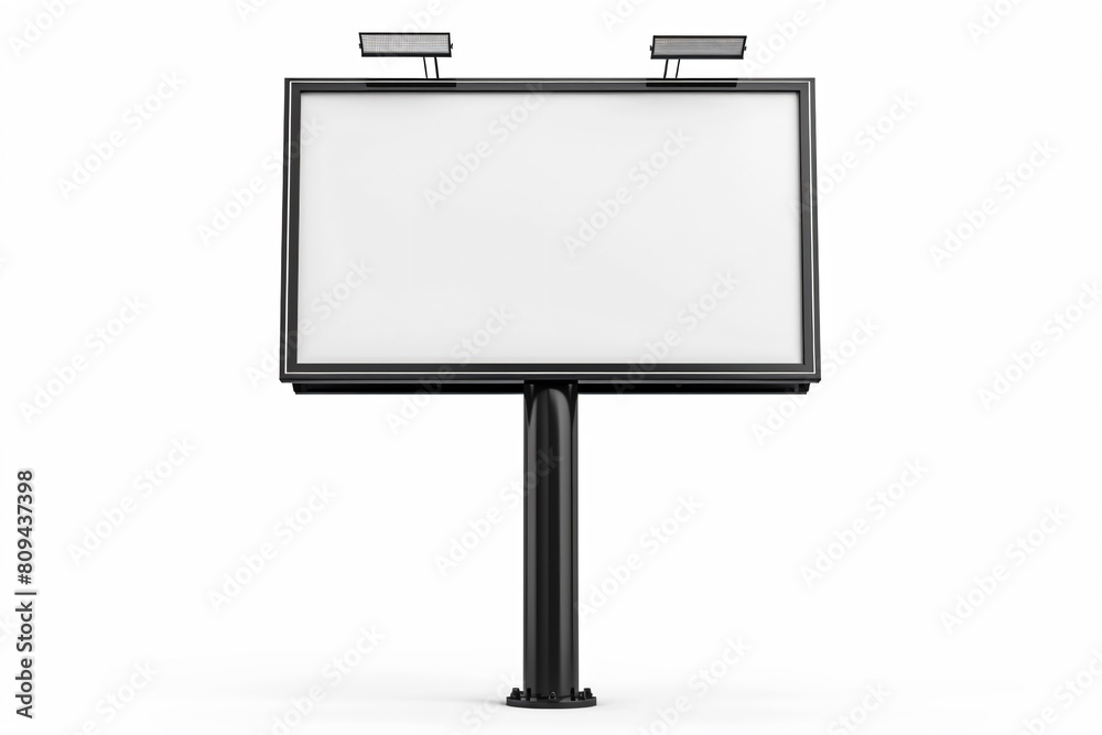 a billboard with a white screen on a pole a billboard with a white screen on a pole