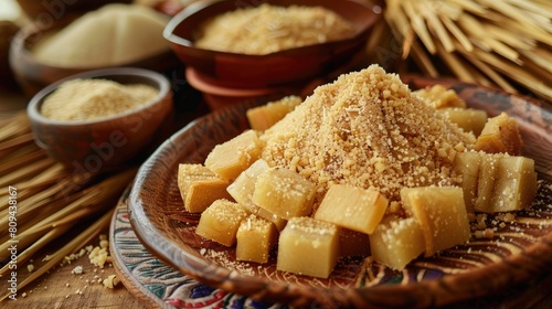 Traditional South American Food Ground Piloncillo Made from Sugar Cane
