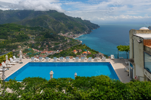 The picturesque Mediterranean coast near the famous Italian city of Amalfi on a sunny day
