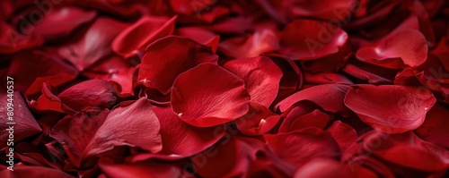 Red rose petals on a red background photo