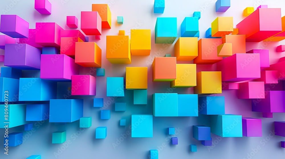 A colorful background with many cubes. A colorful background with many cubes.