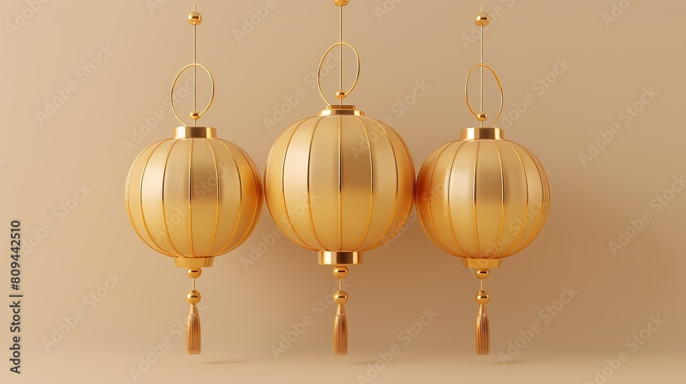 Golden three-dimensional traditional lanterns poster background Golden three-dimensional traditional lanterns poster background