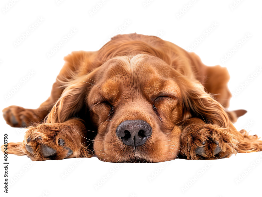 sleeping english cocker spaniel on isolated white background PNG