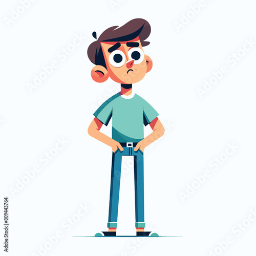 cartoon of a standing person with an expression of doubt