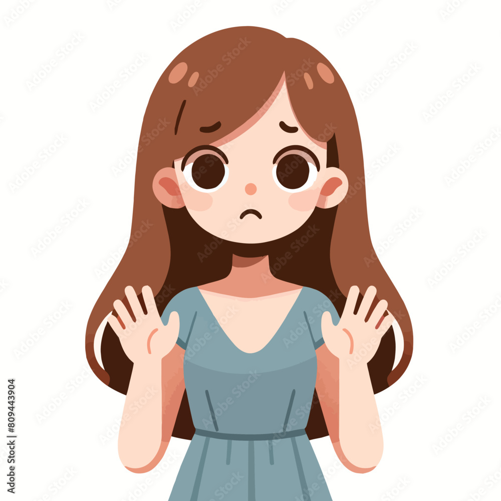 cartoon of a woman standing with a fearful expression cartoon of a woman standing with a fearful expression