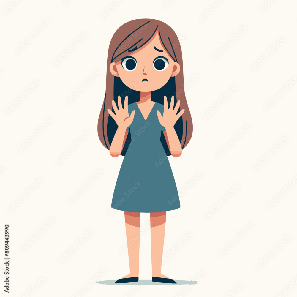 cartoon of a woman standing with a scared facial expression cartoon of a woman standing with a scared facial expression