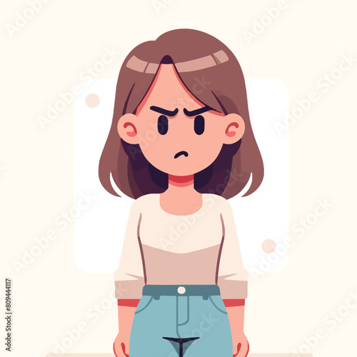 cartoon of a standing woman with a disgusted facial expression