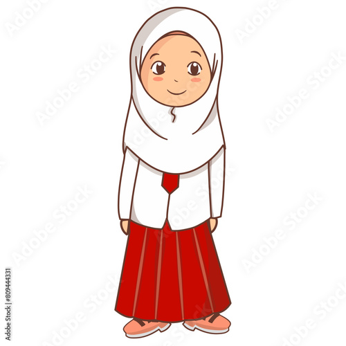Little muslim girl elementary school student
