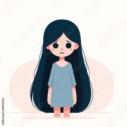 cartoon of a woman standing with a sad expression