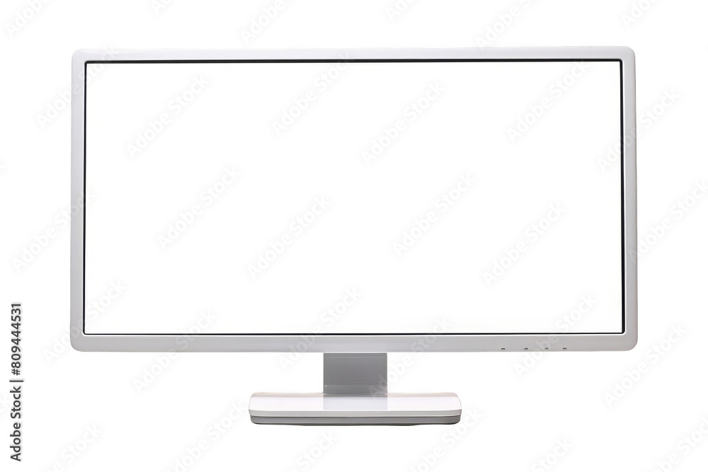 A computer monitor with a blank white screen. A computer monitor with a blank white screen.