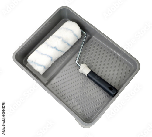 Paint roller and plastic tray set