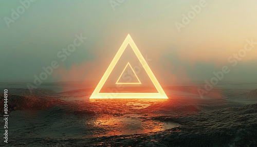 Abstract landscape background with triangular geometric frame
