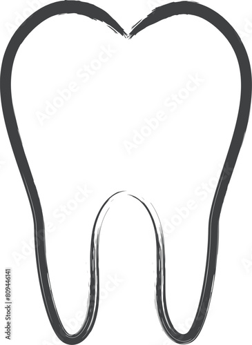 筆書き医療関連の単品イラスト　歯