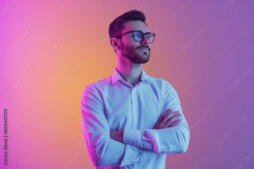Fototapeta premium businessman in corporate style isolated gradient background
