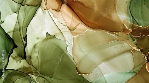 Earthy olive green and brown abstract background, natural-inspired alcohol ink with rich oil paint details.