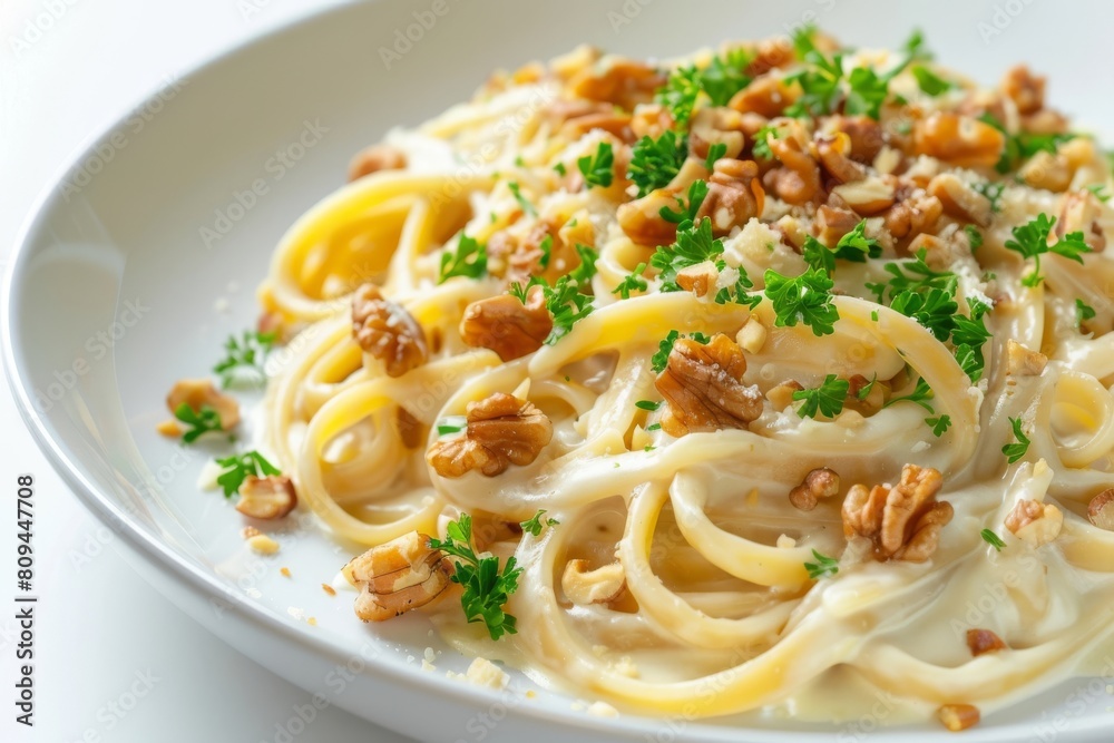Flavorful Alfredo Linguine with Nuts and Fresh Parsley Flavorful Alfredo Linguine with Nuts and Fresh Parsley