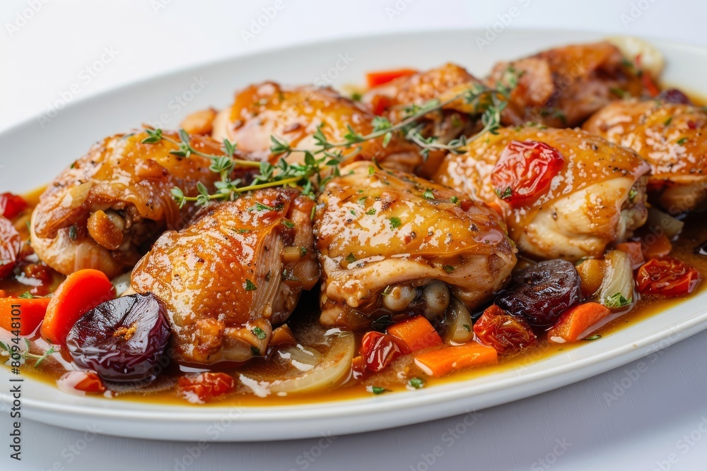 Savory Ale-Simmered Chicken with Dried Plums and Tomatoes