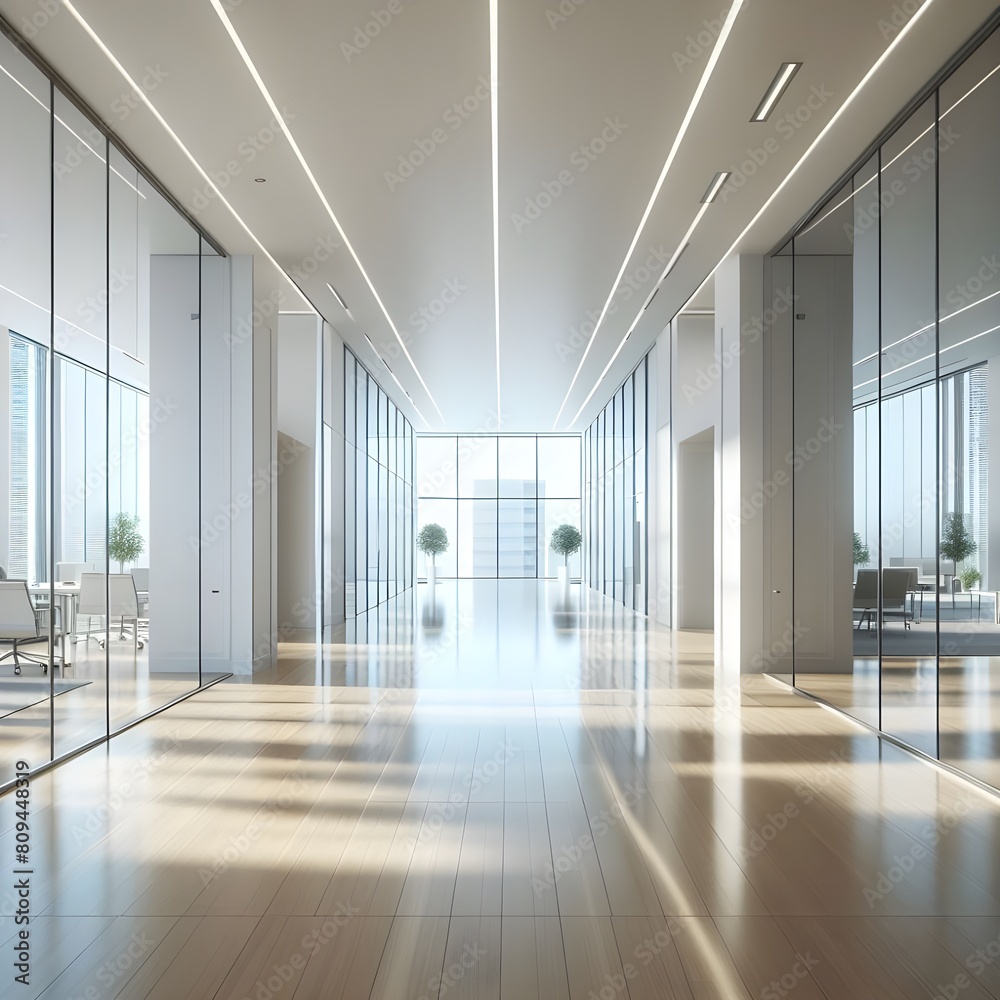 Wooden and white empty office hall. Wooden and white empty office hall.