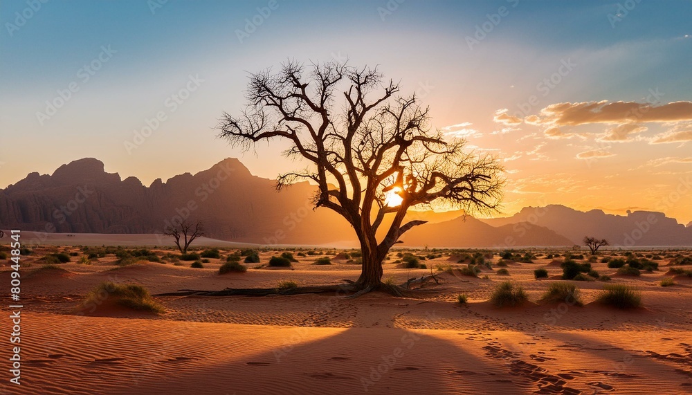 stark, leafless tree standing as a solemn sentinel amidst the barren expanse of a desert under the relentless heat of the sun. The tree's twisted branches and textured bark tell background stark, leafless tree standing as a solemn sentinel amidst the barren expanse of a desert under the relentless heat of the sun. The tree's twisted branches and textured bark tell background