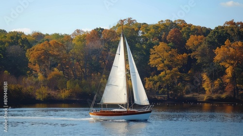 Sailboat in Autumn Gusts