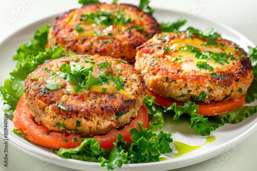 Wholesome Albacore Tuna Patty Burgers with Tangy Tartar Sauce Drizzle photo