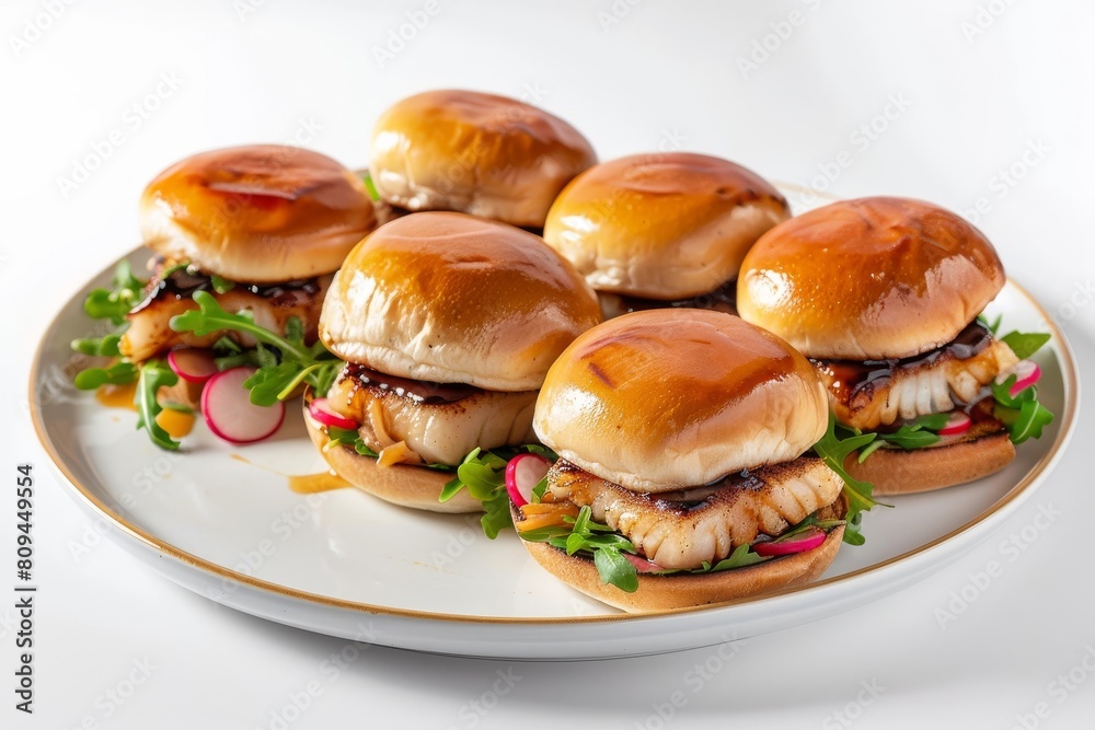 Exquisite Alaskan Cod Misoyaki Fish Burger and Amazu Salad Exquisite Alaskan Cod Misoyaki Fish Burger and Amazu Salad