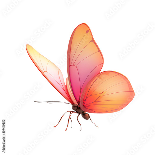 cute beautiful butterfly cartoon icon 3d rendering . ai generative