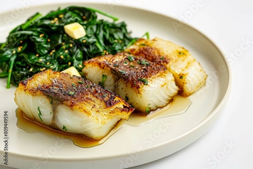 Luxurious Black Cod with Acacia Honey and Buttered Spinach