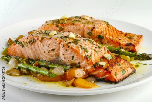 Alaska Sockeye Salmon with Herbs and Garlic in White Wine Infusion