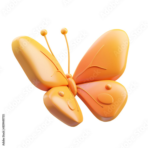 cute beautiful butterfly cartoon icon 3d rendering . ai generative photo