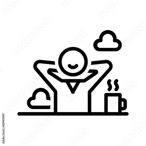 Vector black line icon for Stress free