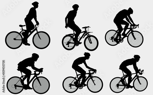 collection of cycling silhouette. 