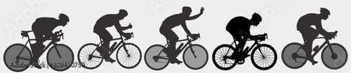 collection of cycling silhouette. 