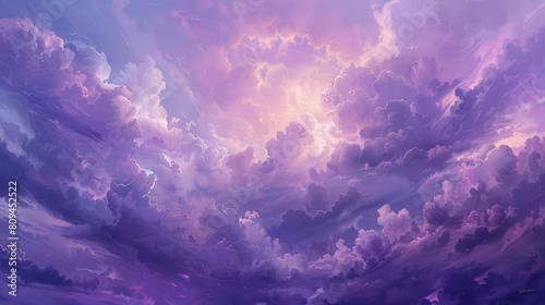 Violet cloud filled sky during a summer day photo