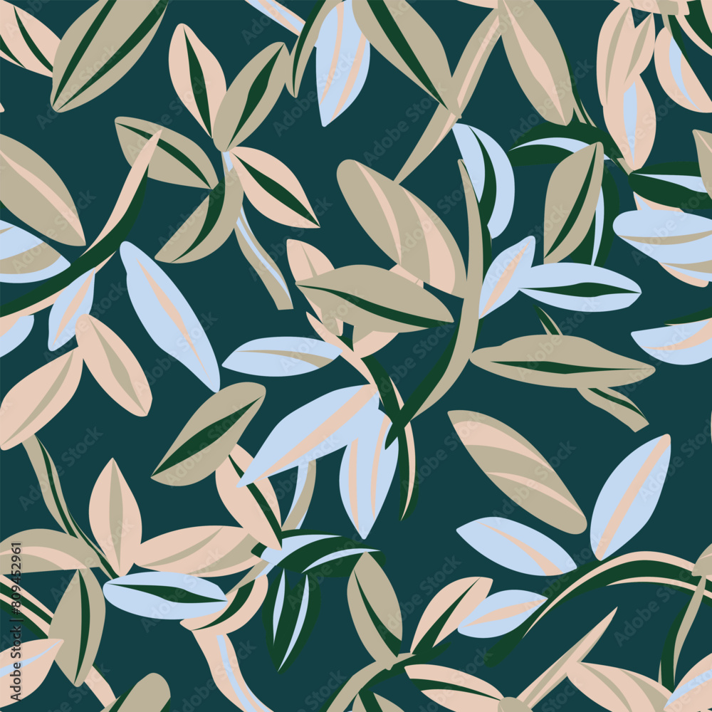Green Tropical Leaf Seamless Pattern Design