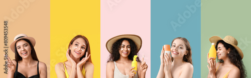 Collage of young women with...
