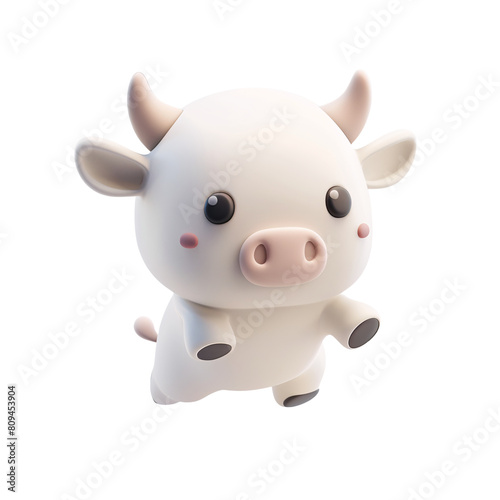 cute bull cartoon character icon 3d rendering . ai generative