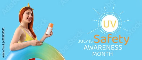 Young woman with sunscreen ...