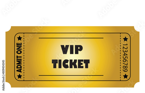 Golden ticket template for entry. Golden Tickets for VIP members eps 10.