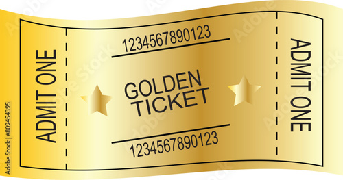 golden ticket template. Realistic golden ticket eps 10.